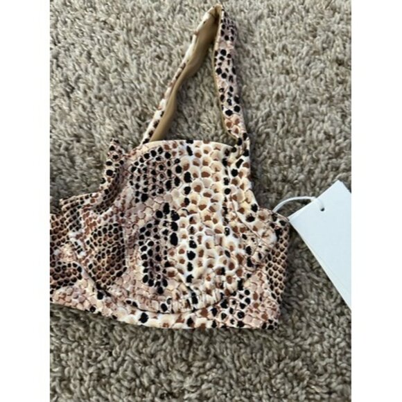 Vitamin A Womens Wired Snake Print Swim Top Beach Size 8 Medium Tie Back - Picture 5 of 14